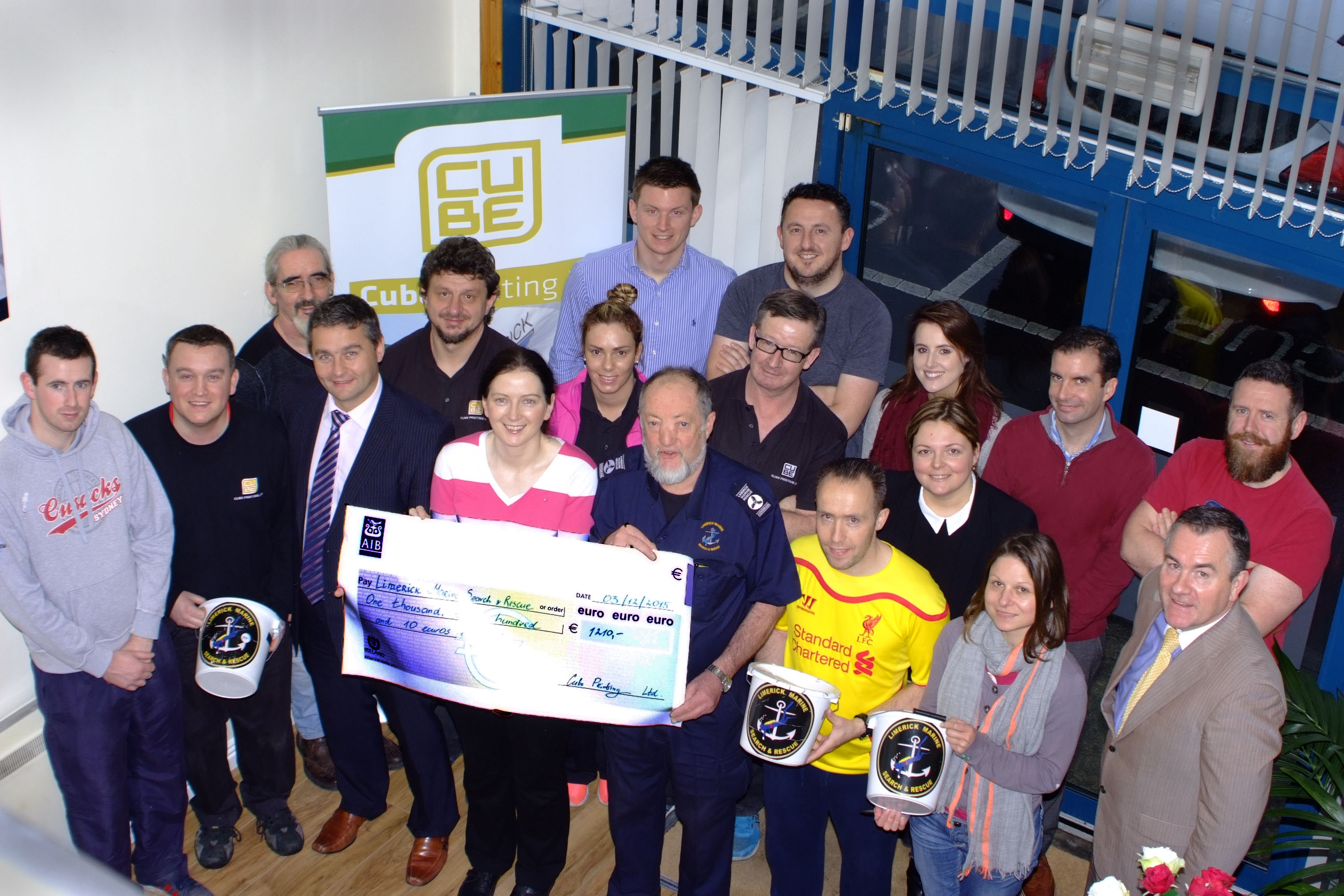 Presenting the 2015 Charity Day cheque to Limerick Marine Search and Rescue